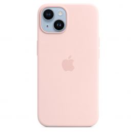 Coque en silicone avec MagSafe pour iPhone 14 - Rose craie